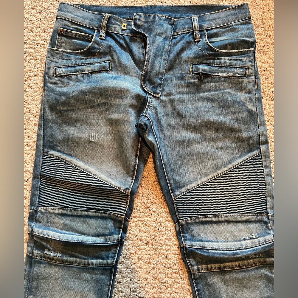 Mens Balmain Biker Jeans 32/32 - Picture 3 of 11
